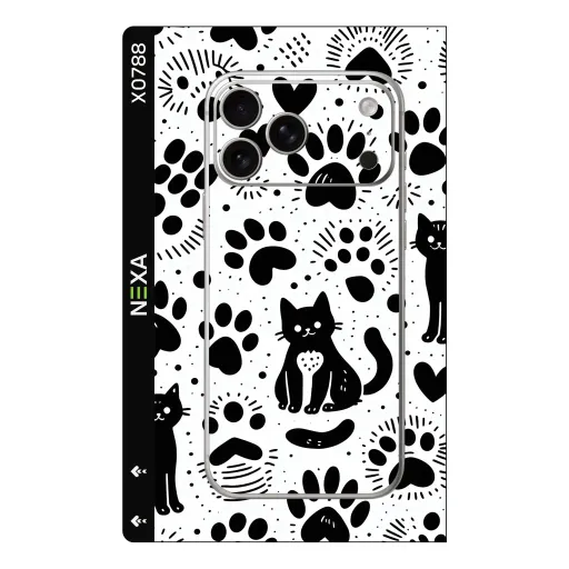 Premium Girls Phones Skin - Wholesale | Nexa Skins — X0788 - Girls (cat, paw prints, monochrome)