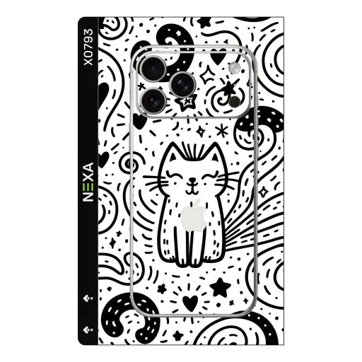 Premium Girls Phones Skin - Wholesale | Nexa Skins — X0793 - Girls (doodle, monochrome, playful)