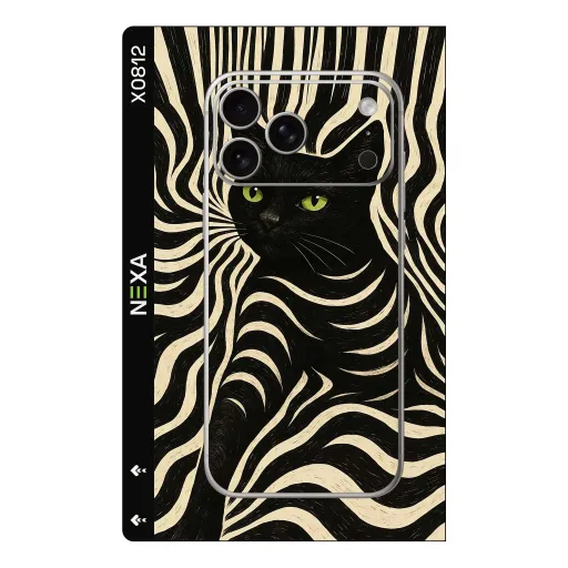 Premium Girls Phones Skin - Wholesale | Nexa Skins — X0812 - Girls (cat, optical art, monochrome)