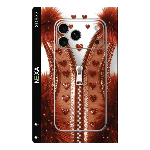 Premium Girls Phones Skin - Wholesale | Nexa Skins — X0977 - Girls (glitter, zipper, faux fur)