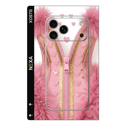 Premium Girls Phones Skin - Wholesale | Nexa Skins — X0979 - Girls (pink, faux fur, zipper)