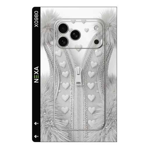 Premium Girls Phones Skin - Wholesale | Nexa Skins — X0980 - Girls (zipper, faux fur, hearts)