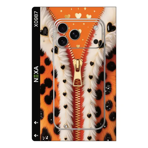 Premium Girls Phones Skin - Wholesale | Nexa Skins — X0987 - Girls (leopard print, zipper, fur texture)