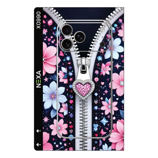 Premium Girls Phones Skin - Wholesale | Nexa Skins — X0990 - Girls (zipper, floral, heart)