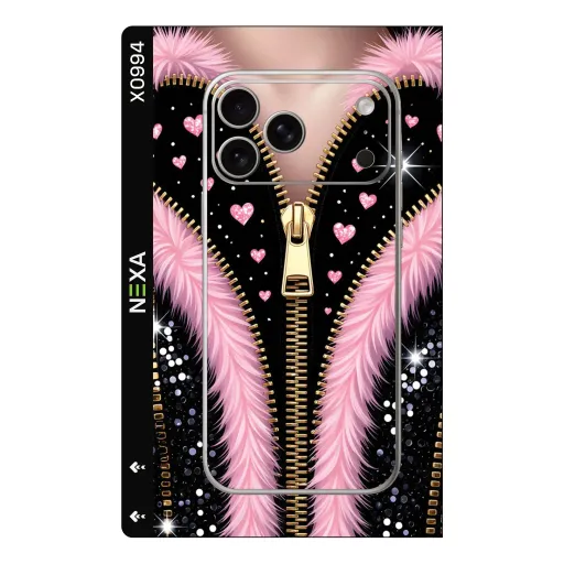 Premium Girls Phones Skin - Wholesale | Nexa Skins — X0994 - Girls (zipper, faux fur, pink)
