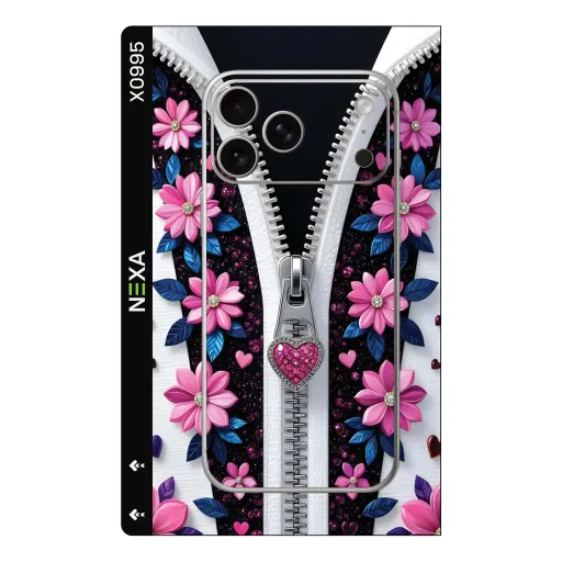 Premium Girls Phones Skin - Wholesale | Nexa Skins — X0995 - Girls (zipper, floral, rhinestone)