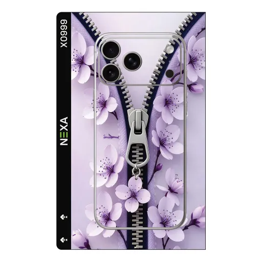 Premium Girls Phones Skin - Wholesale | Nexa Skins — X0999 - Girls (zipper, floral, lavender)