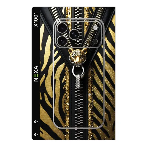 Premium Girls Phones Skin - Wholesale | Nexa Skins — X1001 - Girls (tiger, gold, zipper)