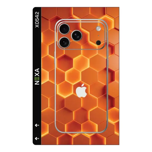 Premium Honeycomb Phones Skin - Wholesale | Nexa Skins — X0542 - Honeycomb (geometric, orange, glowing)