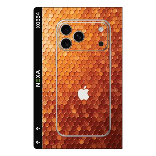 Премиальный скин Honeycomb для Phones — оптом | Nexa Skins — X0554 - Honeycomb (orange, metallic, geometric)