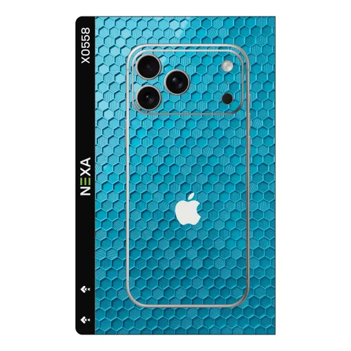 Премиальный скин Honeycomb для Phones — оптом | Nexa Skins — X0558 - Honeycomb (turquoise, geometric, metallic)