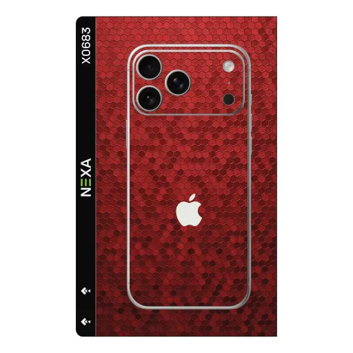 Премиальный скин Honeycomb для Phones — оптом | Nexa Skins — X0683 - Honeycomb (red, geometric, metallic)