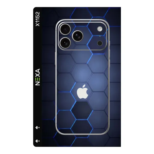 Премиальный скин Honeycomb для Phones — оптом | Nexa Skins — X1152 - Honeycomb (hexagon, geometric, blue neon)
