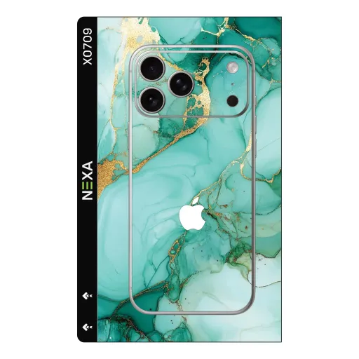 Premium Marble Phones Skin - Wholesale | Nexa Skins — X0709 - Marble (teal, gold, luxury)