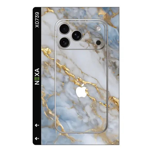 Premium Marble Phones Skin - Wholesale | Nexa Skins — X0739 - Marble (gold vein, luxury, blue white)
