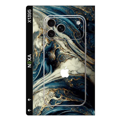 Premium Marble Phones Skin - Wholesale | Nexa Skins — X1395 - Marble (gold, blue, luxury)
