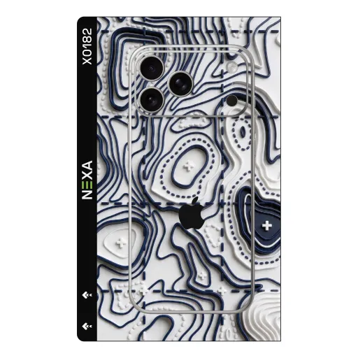 Premium Waves Phones Skin - Wholesale | Nexa Skins — X0182 - Waves (topographic, map, navy blue)