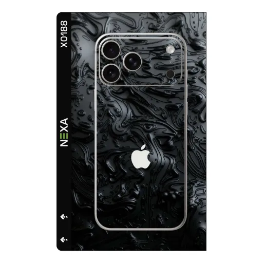 Premium Waves Phones Skin - Wholesale | Nexa Skins — X0188 - Waves (liquid metal, obsidian, 3d texture)