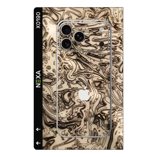 Premium Waves Phones Skin - Wholesale | Nexa Skins — X0190 - Waves (liquid metal, abstract, gold)