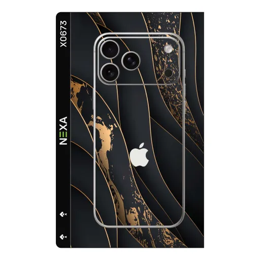 Premium Waves Phones Skin - Wholesale | Nexa Skins — X0673 - Waves (black, gold, luxury)