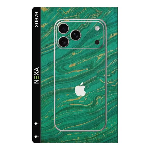 Premium Waves Phones Skin - Wholesale | Nexa Skins — X0676 - Waves (malachite, gold, emerald)