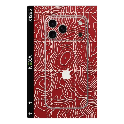 Premium Waves Phones Skin - Wholesale | Nexa Skins — X1285 - Waves (topographic, map, red)