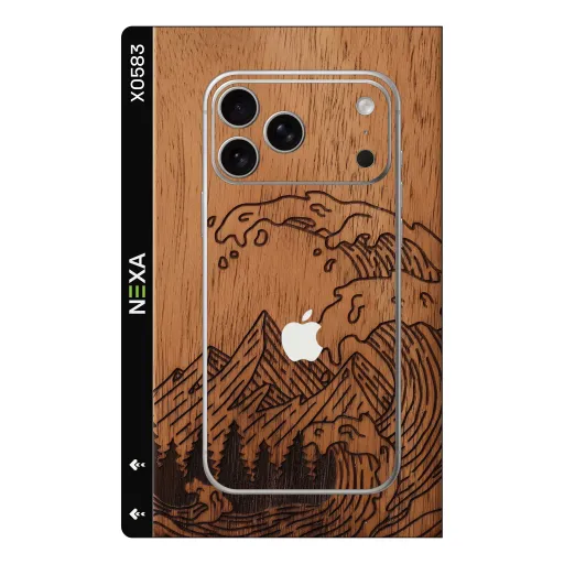 Premium Wood Phones Skin - Wholesale | Nexa Skins — X0583 - Wood (grain, japanese art, engraved)