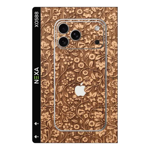 Premium Wood Phones Skin - Wholesale | Nexa Skins — X0588 - Wood (floral, engraved, carved)