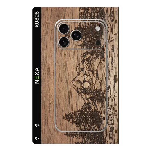 Premium Wood Phones Skin - Wholesale | Nexa Skins — X0825 - Wood (wood grain, laser engraved, nature landscape)