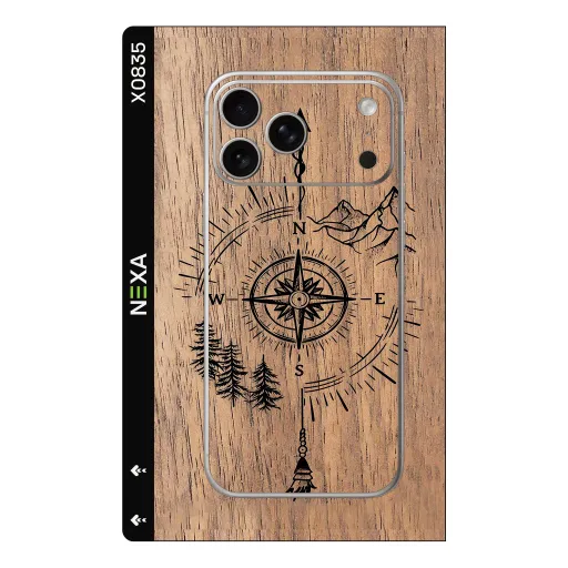 Premium Wood Phones Skin - Wholesale | Nexa Skins — X0835 - Wood (wood grain, compass, rustic)