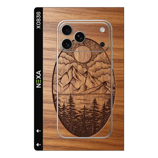 Premium Wood Phones Skin - Wholesale | Nexa Skins — X0836 - Wood (wood grain, engraved, landscape)