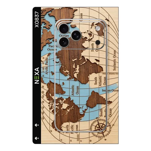 Premium Wood Phones Skin - Wholesale | Nexa Skins — X0837 - Wood (map, vintage, travel)