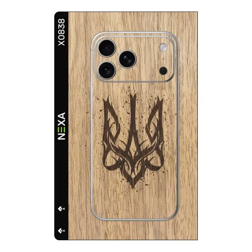 Premium Wood Phones Skin - Wholesale | Nexa Skins — X0838 - Wood (wood grain, oak texture, ukrainian trident)